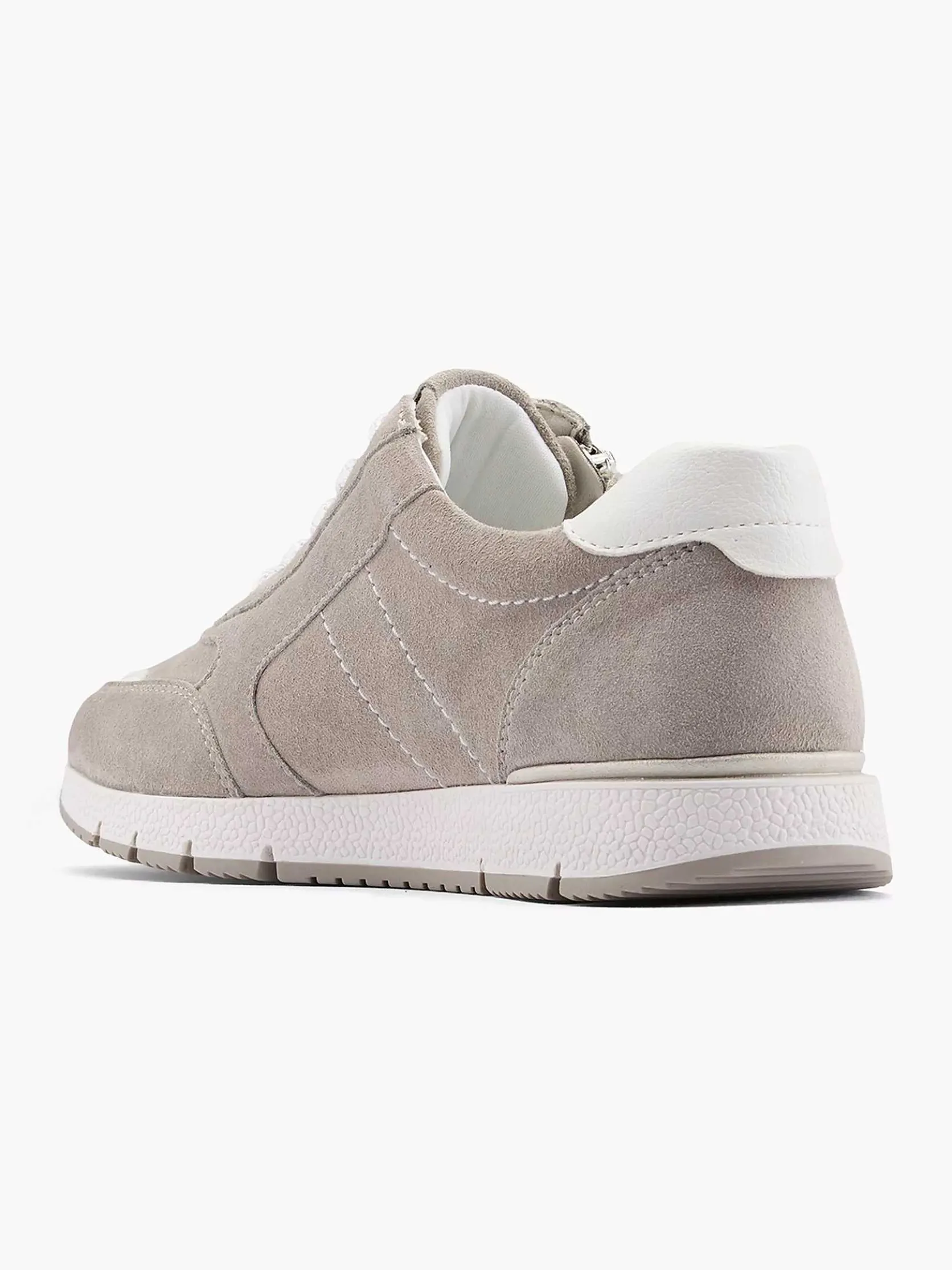 Grijze Leren Comfort Sneaker