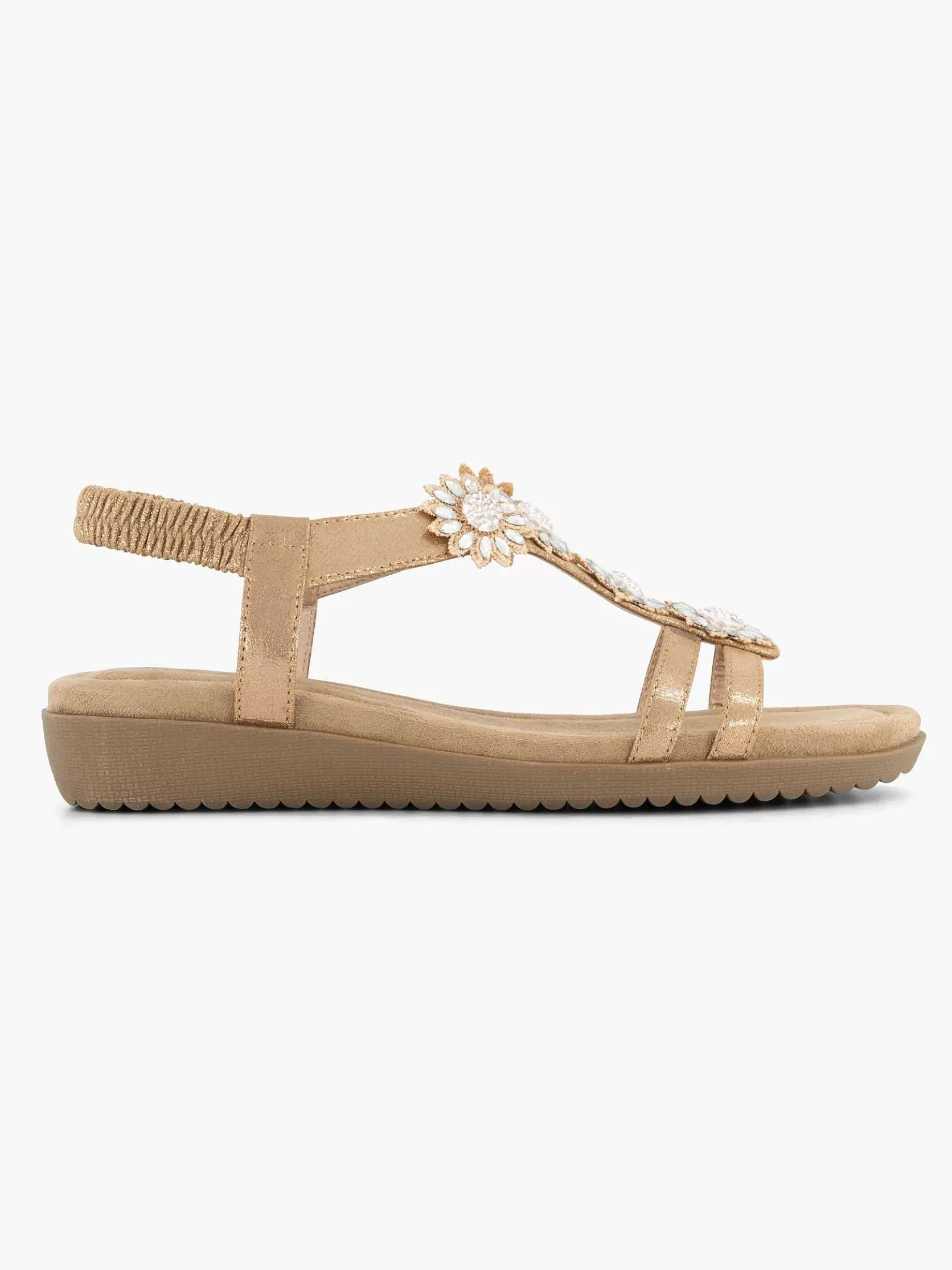 Rosegouden Comfort Sandaal Steentjes