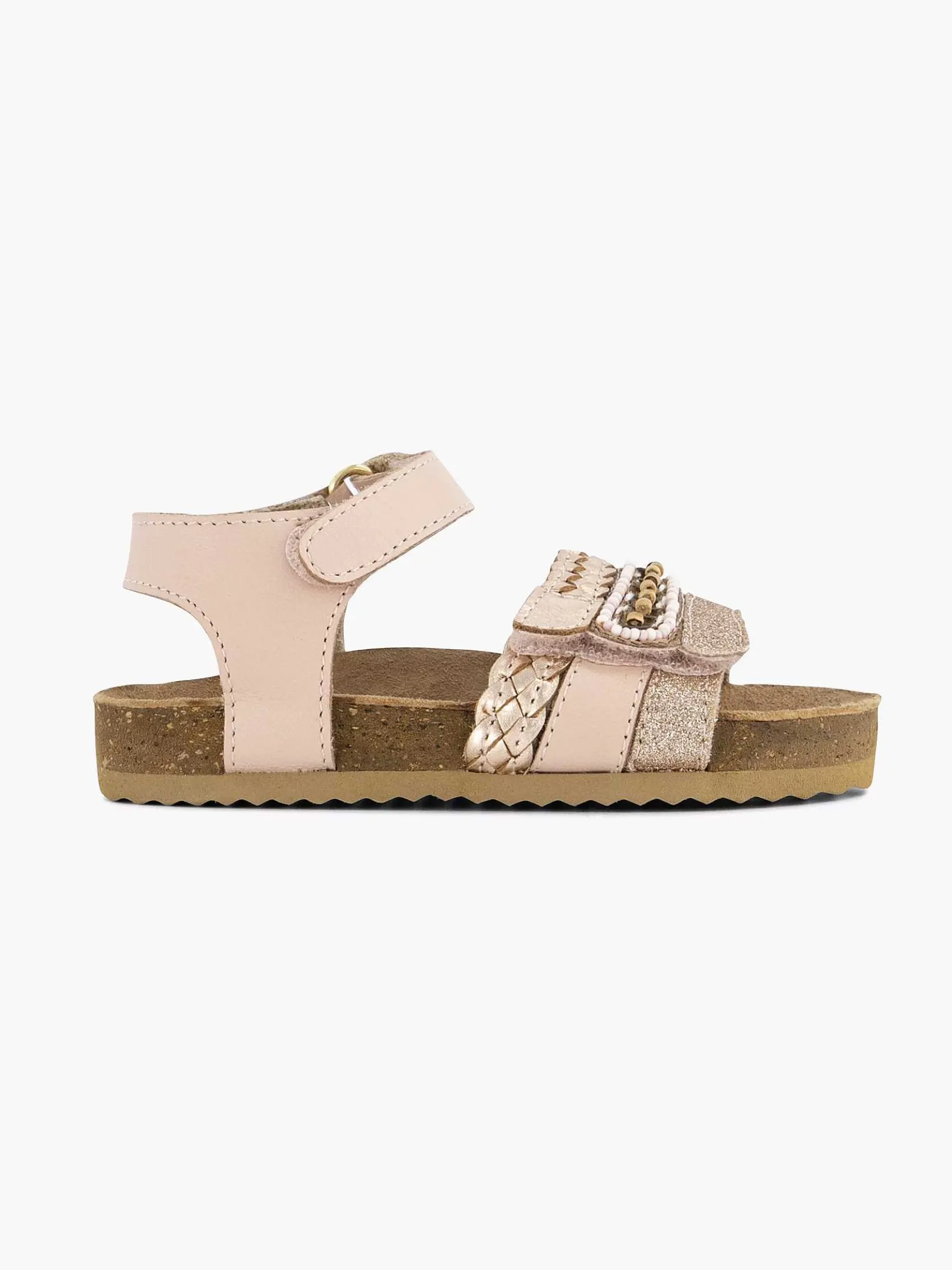 Roze Leren Sandal Klittenband