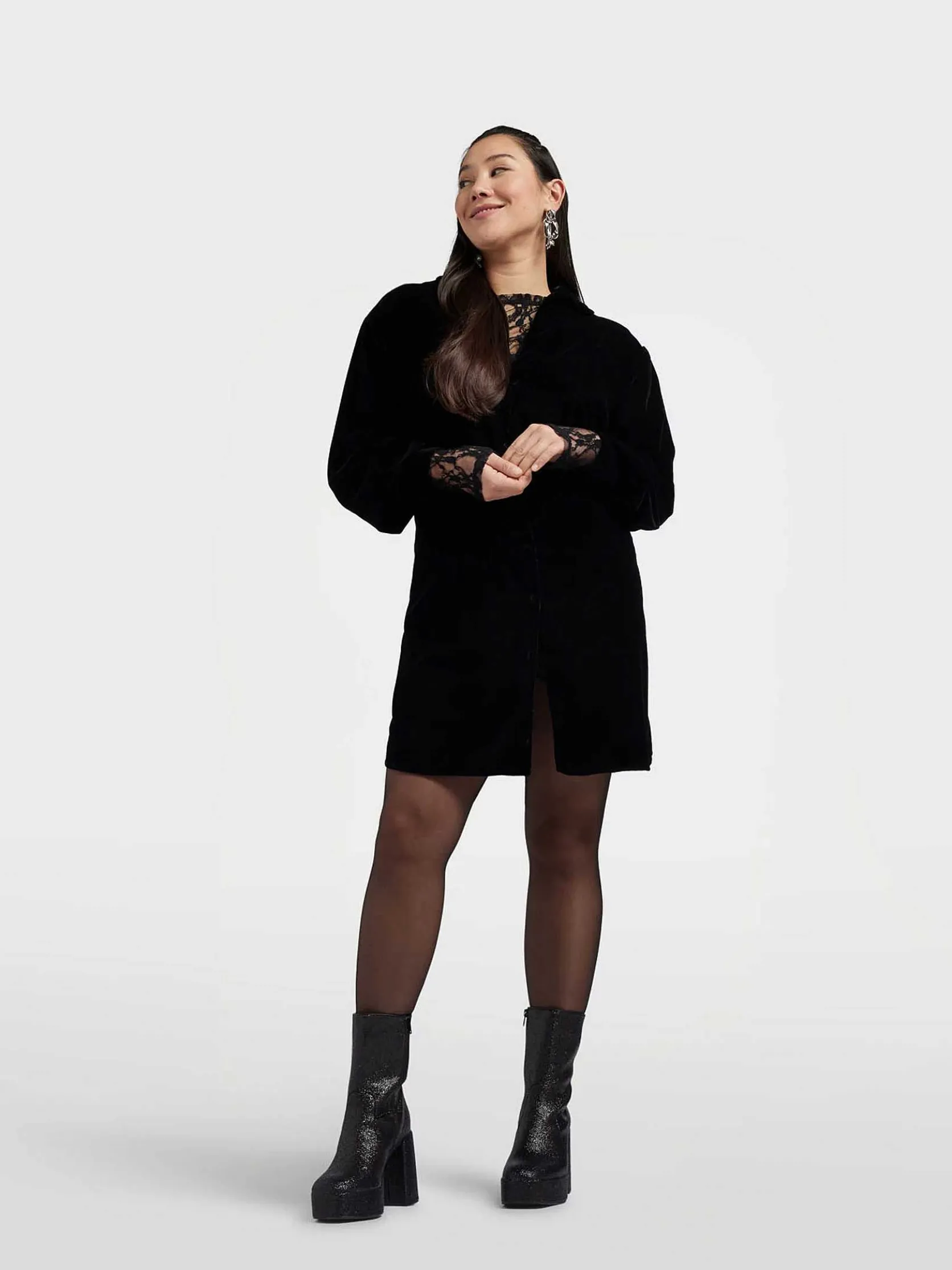 Zwarte Enkellaars Hak Glitters