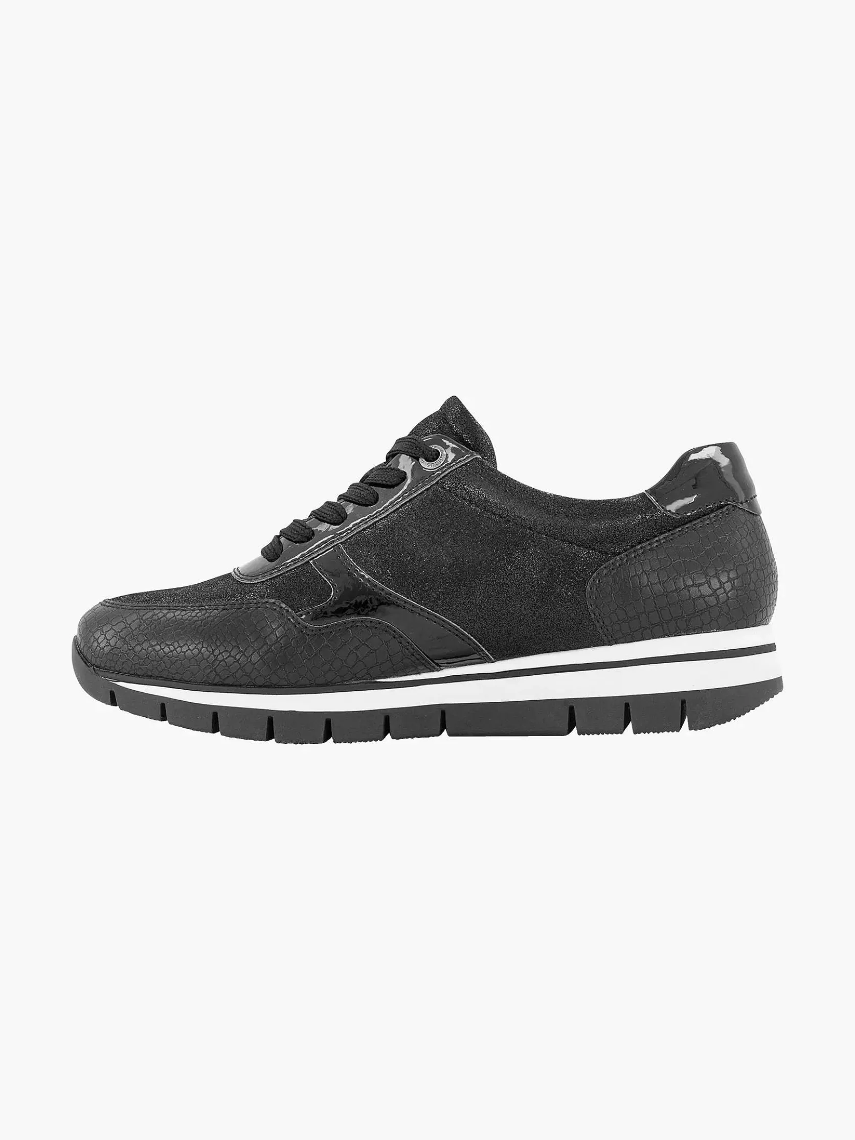 Zwarte Leren Comfort Sneaker Croco