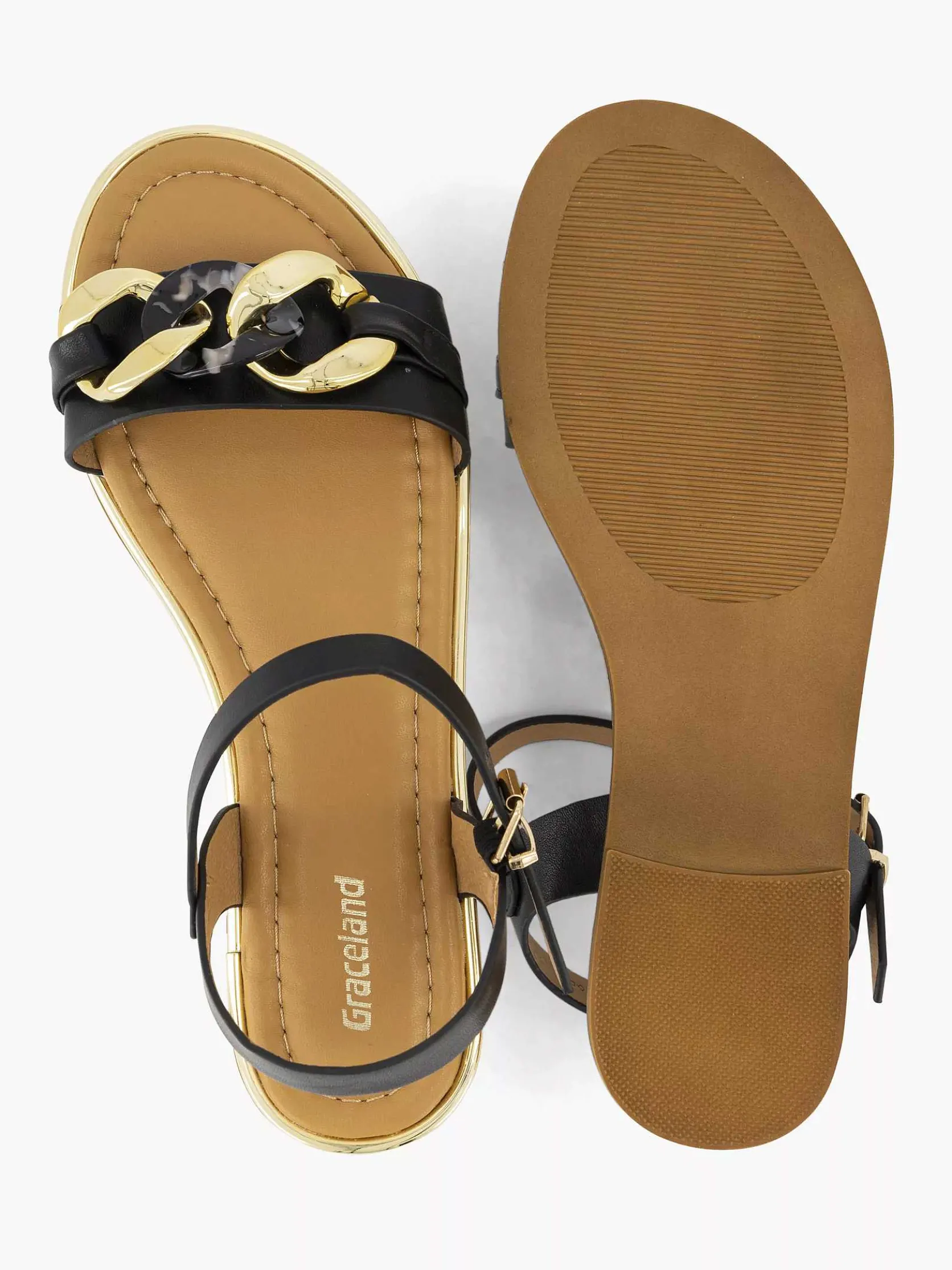 Zwarte Sandaal Sierketting