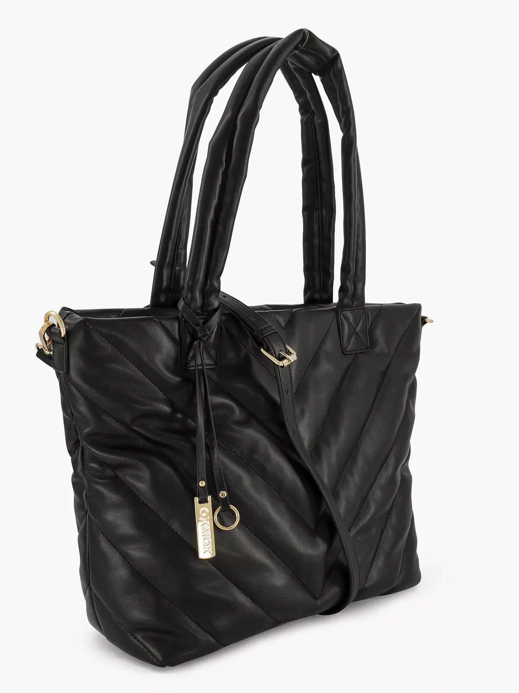 Zwarte Schoudertas Doorgestikt